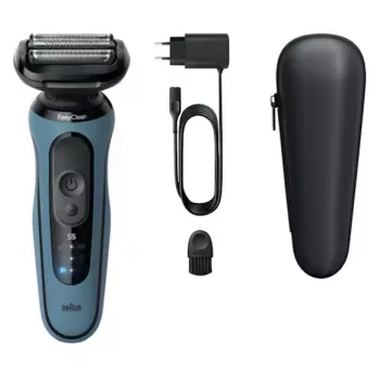 Foil shaver BRAUN Series 5 52-A1000S, mėlynas, Li‑Ion įkraunamas, įmontuota baterija, mygtukinis valdymas, 166×64×51 mm