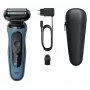 Foil shaver BRAUN Series 5 52-A1000S, mėlynas, Li‑Ion įkraunamas, įmontuota baterija, mygtukinis valdymas, 166×64×51 mm