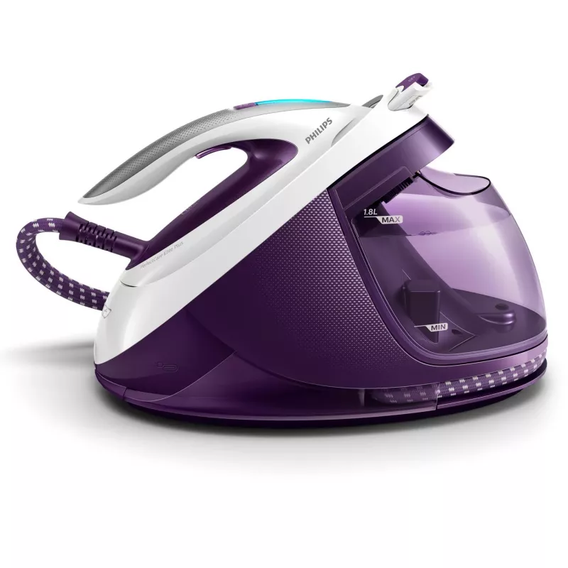 Garo lyginimo stotis Philips GC9660/30 — 1,8 l vandens bakelis, 7,5 bar slėgis, 520 g/min garų smūgis, T-ionicGlide padas