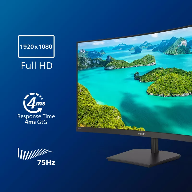 Philips E Line 241E1SCA/00 kompiuterio monitorius 59,9 cm (23,6 colių) 1920 x 1080 pikselių Full HD LCD Juodas