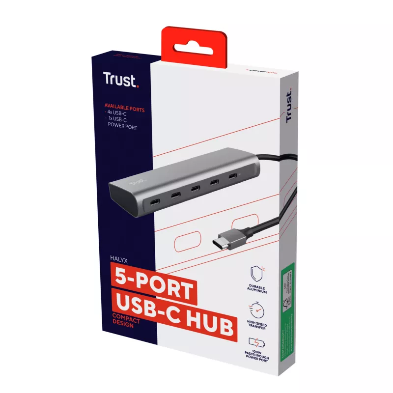 Trust Halyx USB 3.2 Gen 1 (3.1 Gen 1) Type-C Sidabrinis