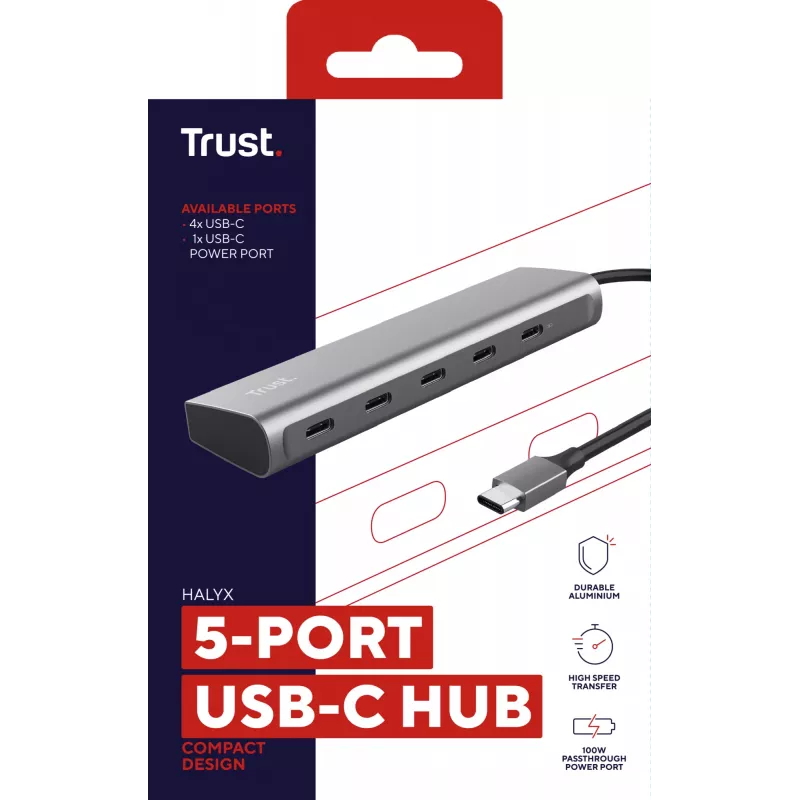 Trust Halyx USB 3.2 Gen 1 (3.1 Gen 1) Type-C Sidabrinis