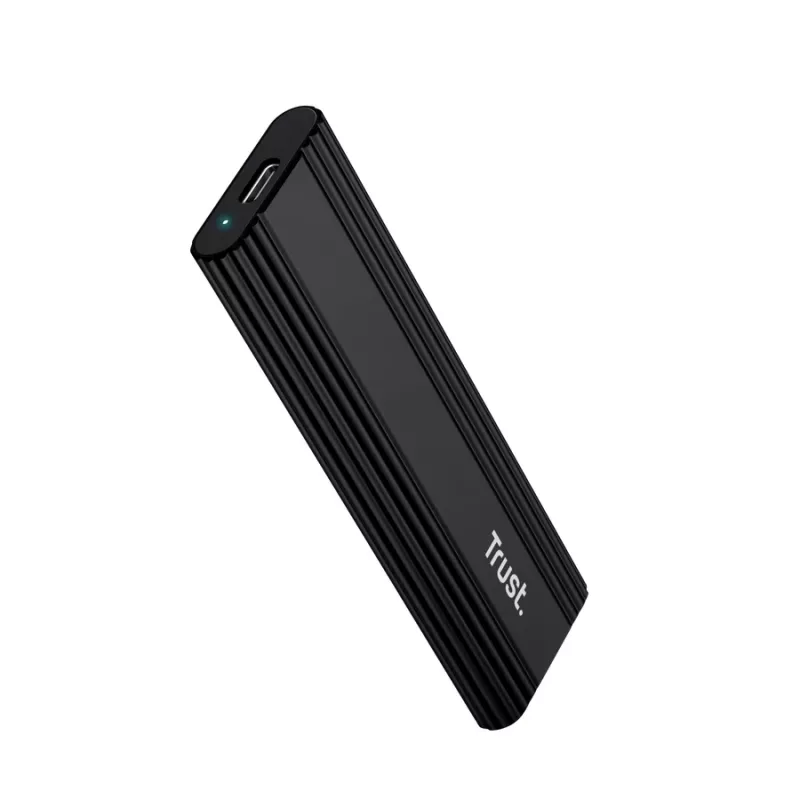 SSD korpusas TRUST 25806 juodas, skirtas M.2, vieno disko, iki 4 TB, USB Type-C 10 Gbit/s (USB 3.2 Gen 2)
