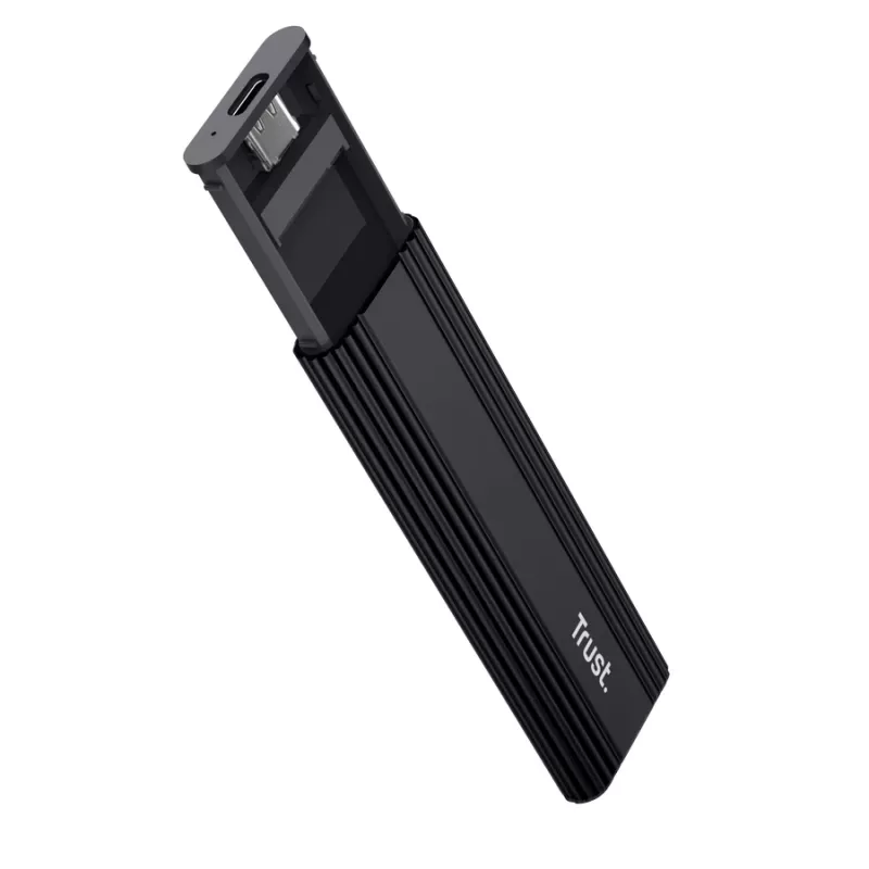SSD korpusas TRUST 25806 juodas, skirtas M.2, vieno disko, iki 4 TB, USB Type-C 10 Gbit/s (USB 3.2 Gen 2)