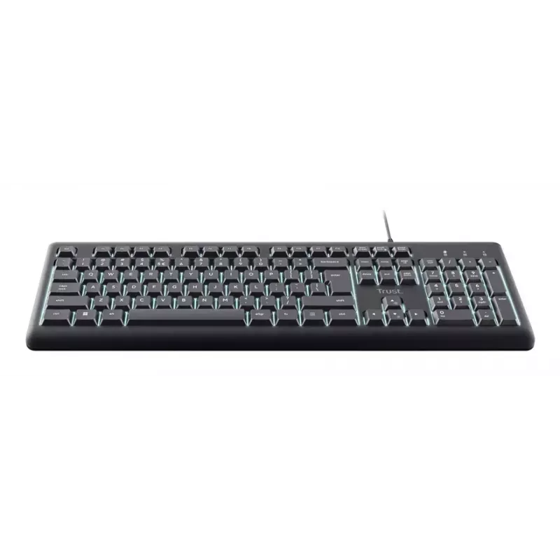 Laidinė pilno dydžio klaviatūra TRUST Primo Illuminated USB QWERTZ vokiška, 104 klavišai, juoda, 1,8 m laidas