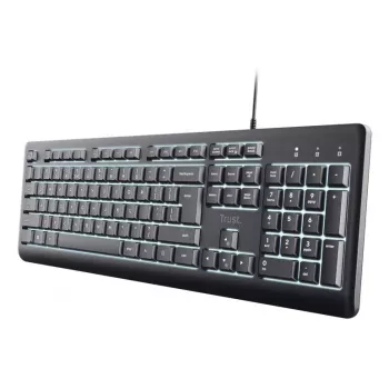 Laidinė pilno dydžio klaviatūra TRUST Primo Illuminated USB QWERTZ vokiška, 104 klavišai, juoda, 1,8 m laidas
