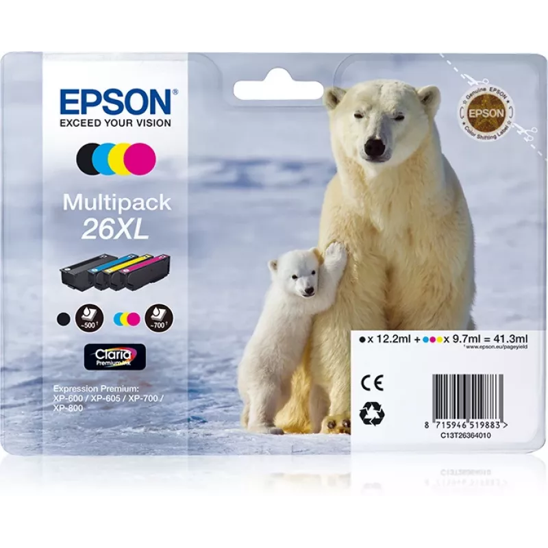 Epson Polar bear Multipack 4-colours 26XL Claria Premium Ink