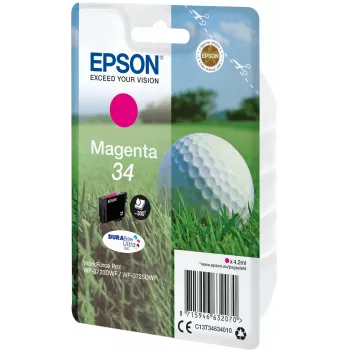 Epson Golf ball vienetinis pakelis purpurinis 34 DURABrite Ultra rašalas, standartinė išeiga, purpurinis, pigmentinis rašalas, 4,2 ml, 1 vnt., 300 puslapių