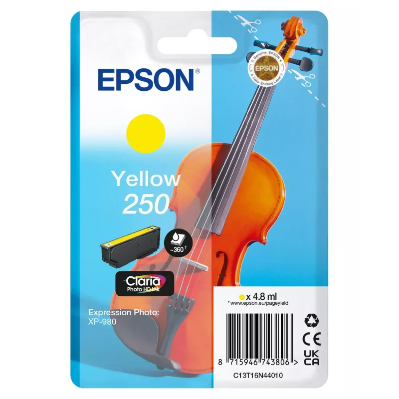 Epson 250 Violin Claria Photo HD rašalo kasetė 1 vnt. Originali Geltona