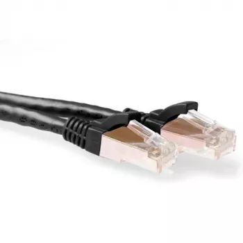 ACT juodas 20 metrų SFTP CAT6A komutacinis kabelis be užkabinimo su RJ45 jungtimis