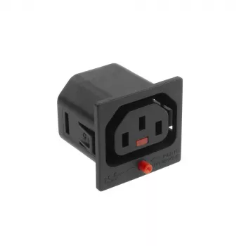 ACT C13 IEC Lock Net Entree (1 lizdas) - juoda, PA135015BK, C13, Juoda, Raudona, Kištukinis, Tiesus, Termoplastikas, 2000 V
