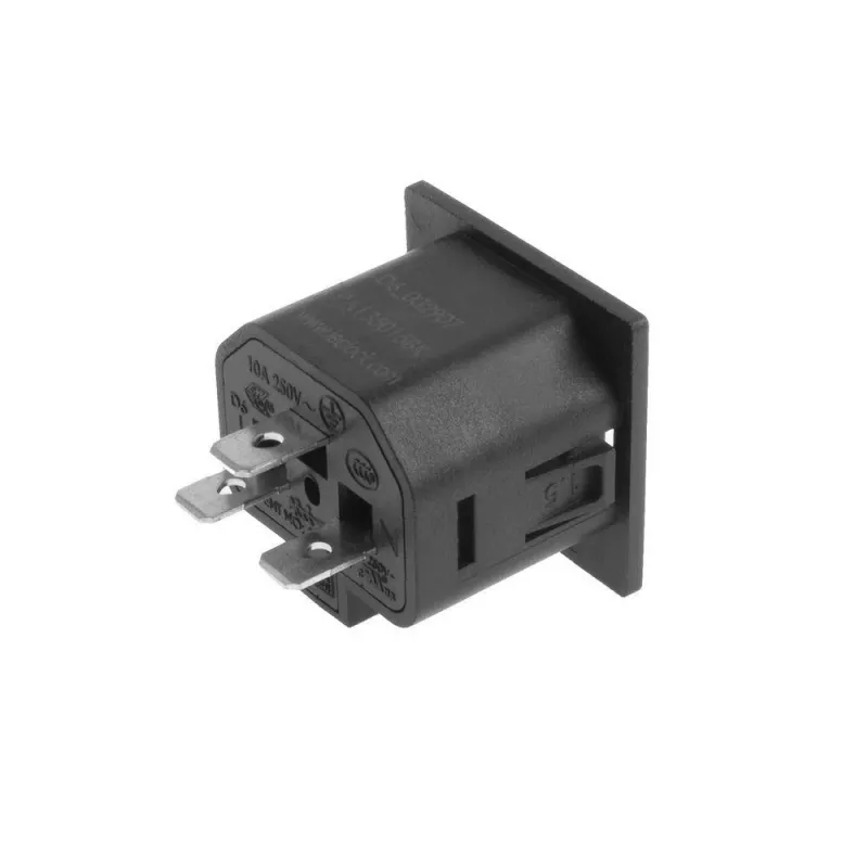 ACT C13 IEC Lock Net Entree (1 lizdas) - juoda, PA135015BK, C13, Juoda, Raudona, Kištukinis, Tiesus, Termoplastikas, 2000 V