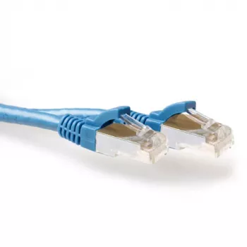 ACT mėlynas 1,5 metro LSZH SFTP CAT6A komutacinis kabelis be užkabinimų su RJ45 jungtimis