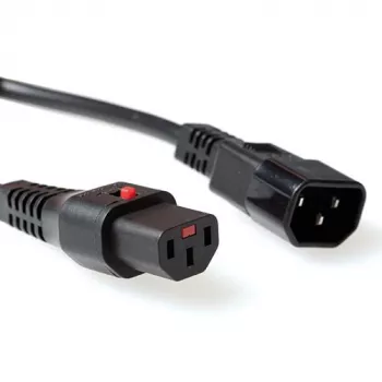ACT Powercord C13 IEC Lock - C14 juodas 1,5 m, PC1003