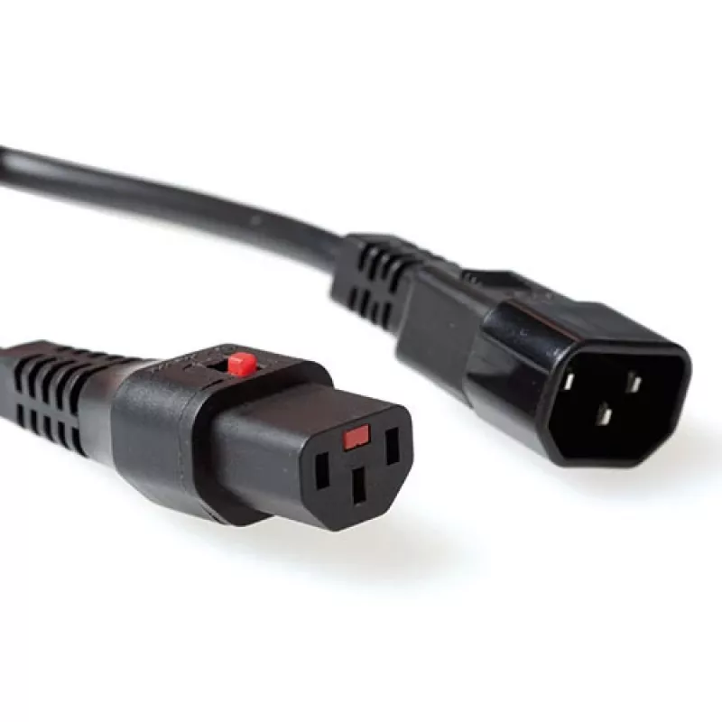 ACT Powercord C13 IEC Lock - C14 juodas 1,5 m, PC1003