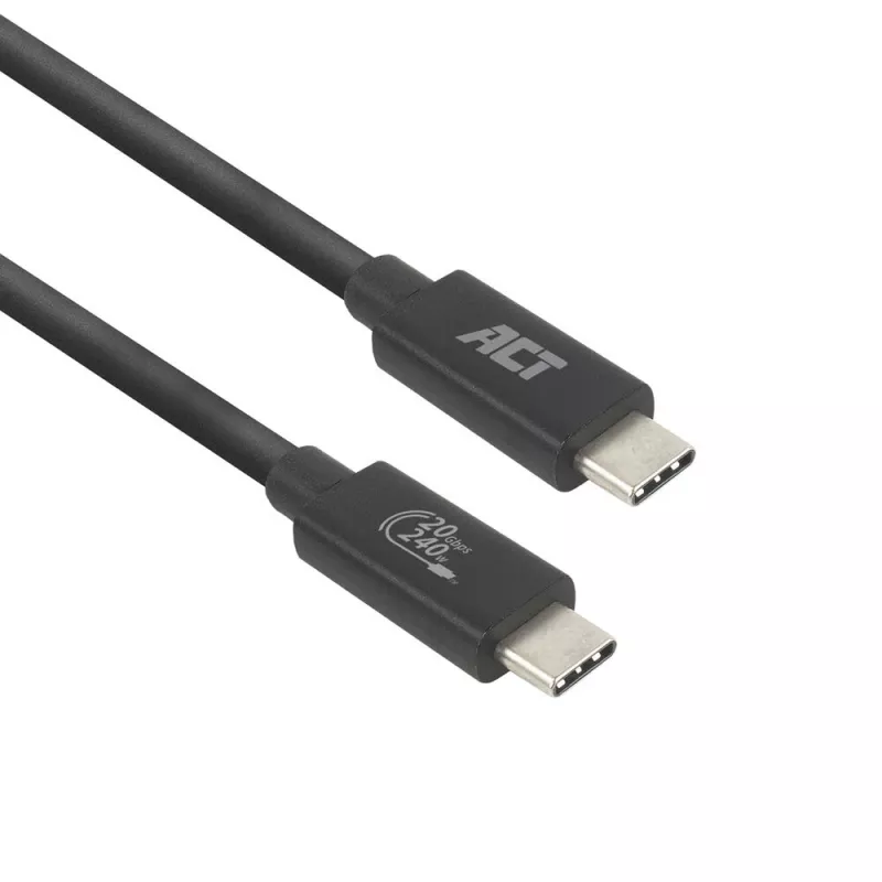 ACT USB4 20 Gbps 240 W USB Type-C laidas, 2 m, juodas, USB-IF sertifikuotas