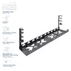 Po stalu ištraukiamas kabelių tvarkymo lovelis ACT 43–72 cm spaustuvinis tvirtinimas, plienas, 728×130×190 mm, 5 kg