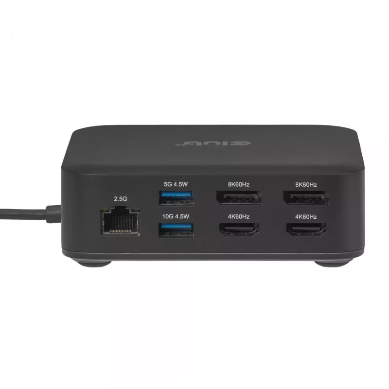 USB-C keturių „DisplayLink“ dokavimo stotis CLUB 3D CSV-2542 — 2× DisplayPort 8K60Hz, 2× HDMI 4K60Hz, PD 100W, 2,5G Ethernet