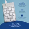 R-Go Tools Skaitmeninė klaviatūra R-Go Numpad Break, ergonominė skaitmeninė klaviatūra su pertraukų programine įranga, laidinė, balta