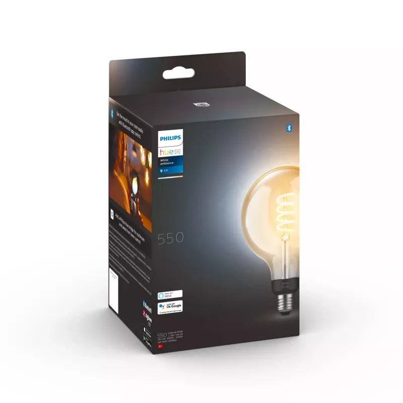 Išmanioji lemputė Philips G125 E27 kaitinamojo siūlo gaublys, 7 W, Bluetooth/Zigbee, 125×192 mm