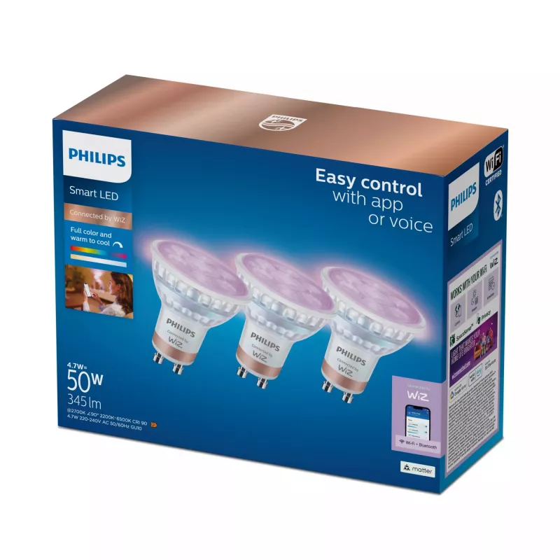 WiZ Philips Smart WiFi Spot PAR16 RGB GU10, 3 vnt., Full Colour