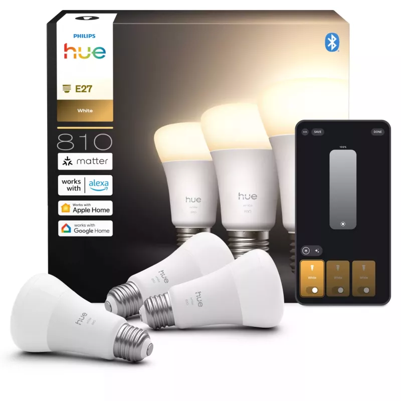Philips A60 – E27 išmanioji lemputė – 810, Bluetooth/Zigbee, LED, E27, A19, švelniai balta, 2700 K