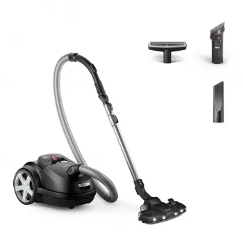 Cilindrinis dulkių siurblys Philips 8000 serija XD8122/10 — 900 W, 4 L dulkių maišelis, HEPA filtras, juodas