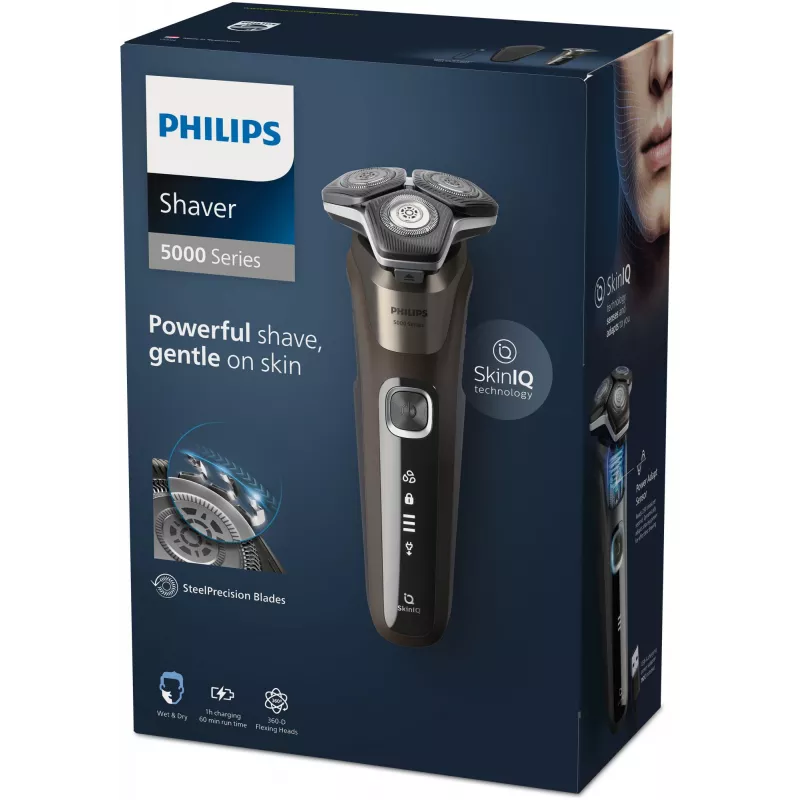 Philips SHAVER Series 5000 S5886/30 vyriškas skutimosi peiliukas Rotacinis peiliukas Apdailos priemonė Juoda, Ruda