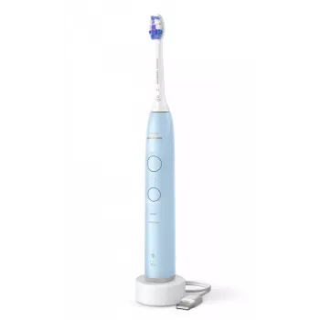 Philips Series 6100 HX7406/01 Įkraunamas dantų šepetėlis, Suaugusiems, Garsinis dantų šepetėlis, Kasdienė priežiūra, Jautriems, 62000 judesių per minutę, Mėlynas, 2 min, 4 x 30 sek.