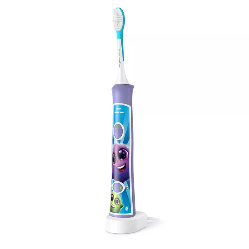 Sonic elektrinis dantų šepetėlis Philips Sonicare For Kids HX6322/12 — įmontuota Li‑Ion baterija, 1 rankena, 2 šepetėlių galvutės, Daily Care režimas
