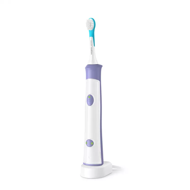 Sonic elektrinis dantų šepetėlis Philips Sonicare For Kids HX6322/12 — įmontuota Li‑Ion baterija, 1 rankena, 2 šepetėlių galvutės, Daily Care režimas