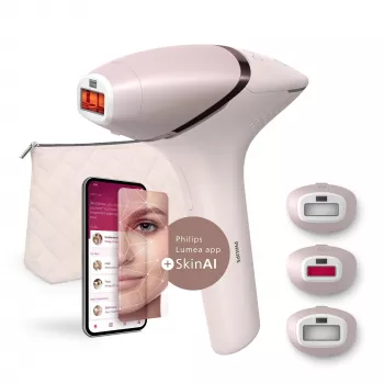 IPL plaukų šalinimo prietaisas Philips Lumea Prestige BRI953/02 — IPL, SenseIQ, veido ir kūno priedai, maitinamas iš tinklo / baterijos, rožinio aukso / rausvas