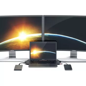 Satechi nešiojamojo kompiuterio dokas / prievadų plėtiklis ST-CMBPM — USB 3.2 Gen 1 Type-C priegloba, HDMI, USB-A, SD/MicroSD, pilka