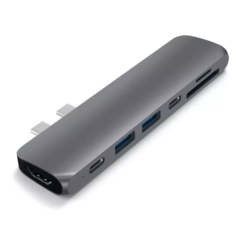 Satechi nešiojamojo kompiuterio dokas / prievadų plėtiklis ST-CMBPM — USB 3.2 Gen 1 Type-C priegloba, HDMI, USB-A, SD/MicroSD, pilka
