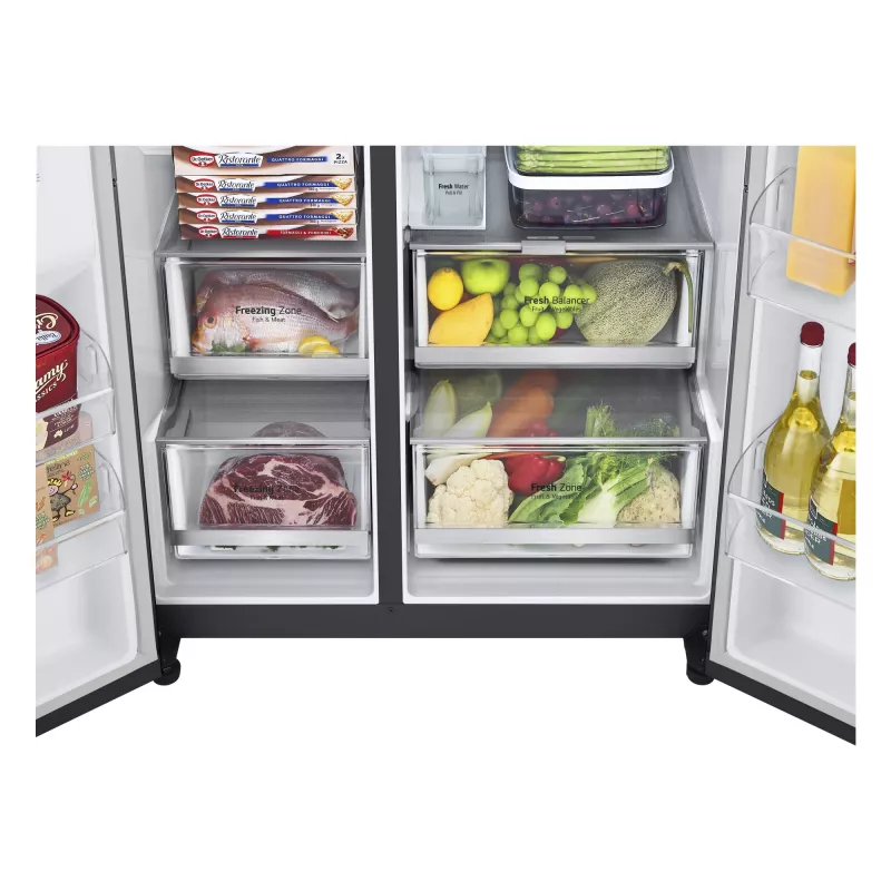 LG InstaView GSGV81EPLL side-by-side šaldytuvas, laisvai pastatomas, 635 L, juodas
