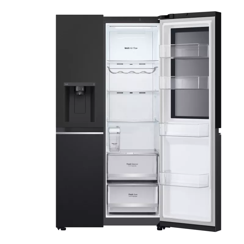 LG InstaView GSGV81EPLL side-by-side šaldytuvas, laisvai pastatomas, 635 L, juodas