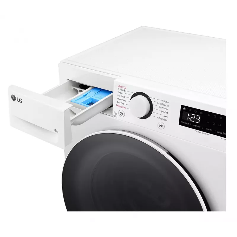 LG F2WR508S0W skalbyklė priekinio pakrovimo 8 kg 1160 aps./min Juoda, Balta