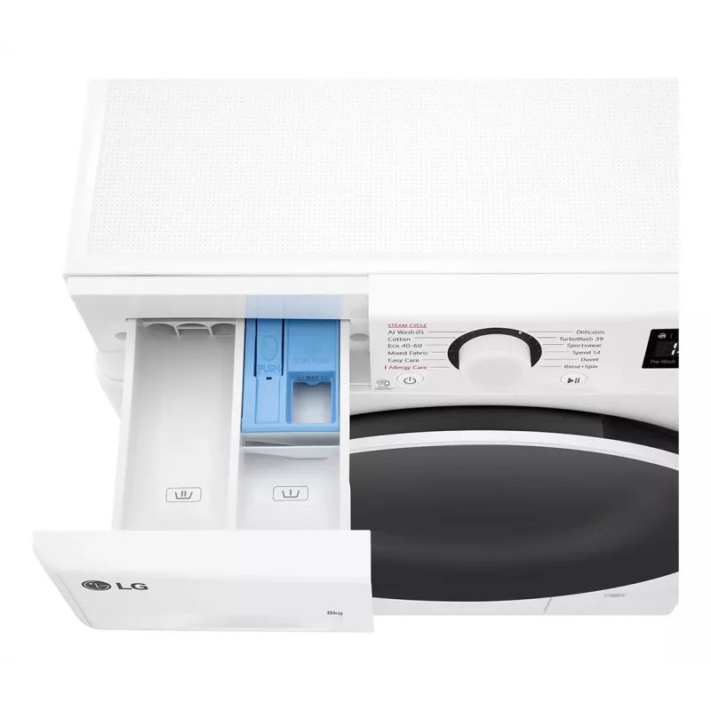 LG F2WR508S0W skalbyklė priekinio pakrovimo 8 kg 1160 aps./min Juoda, Balta