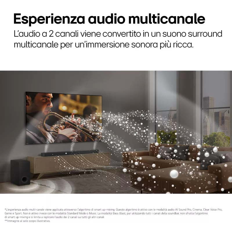 Garso juosta LG S95TR 9.1.5 kanalų 810 W RMS su belaidžiu 220 W žemų dažnių garsiakalbiu, juoda