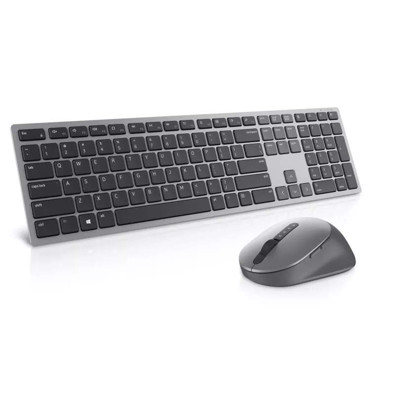 DELL Pro Plus klaviatūra ir pelė - KM7321W - UK (QWERTY), viso dydžio (100 %), belaidė, RF belaidis ryšys + Bluetooth, QWERTY, pilka, titano, pelė pridedama
