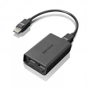 Lenovo DisplayPort į dviejų DisplayPort monitorių kabelį USB A juodas