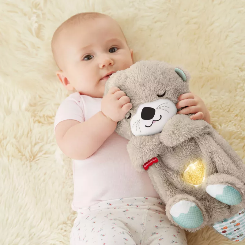 Fisher-Price Soothe 'n Snuggle Otter, pliušinis kūdikio žaislas, garso aparatas su kvėpavimo judesiu