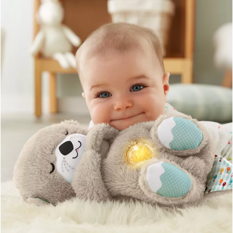 Fisher-Price Soothe 'n Snuggle Otter, pliušinis kūdikio žaislas, garso aparatas su kvėpavimo judesiu
