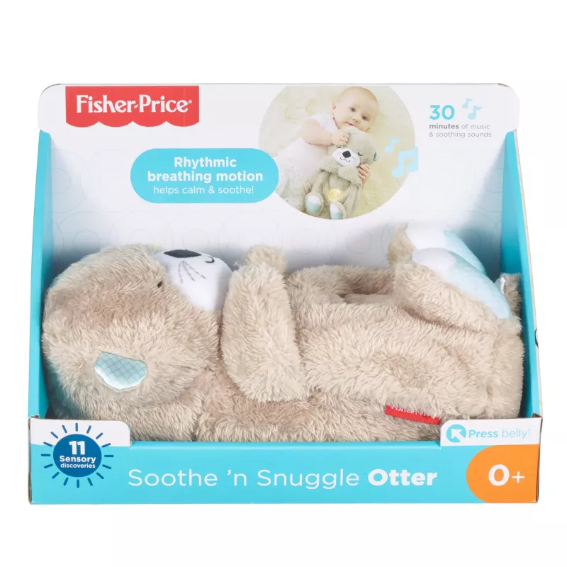 Fisher-Price Soothe 'n Snuggle Otter, pliušinis kūdikio žaislas, garso aparatas su kvėpavimo judesiu