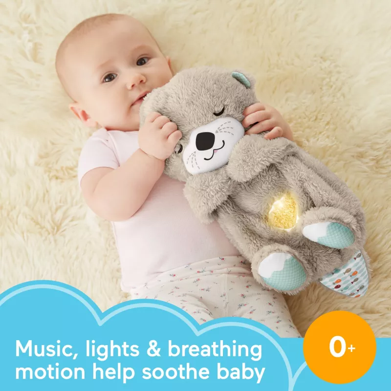 Fisher-Price Soothe 'n Snuggle Otter, pliušinis kūdikio žaislas, garso aparatas su kvėpavimo judesiu