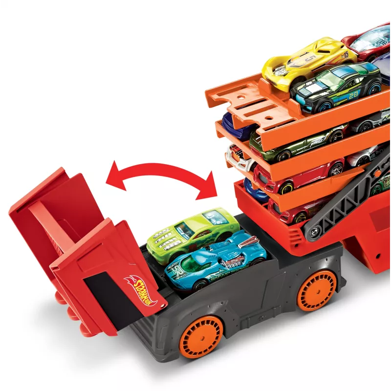 Hot Wheels City Mega Hauler – saugykla iki 50 1:64 mastelio automobilių, amžius nuo 3 metų