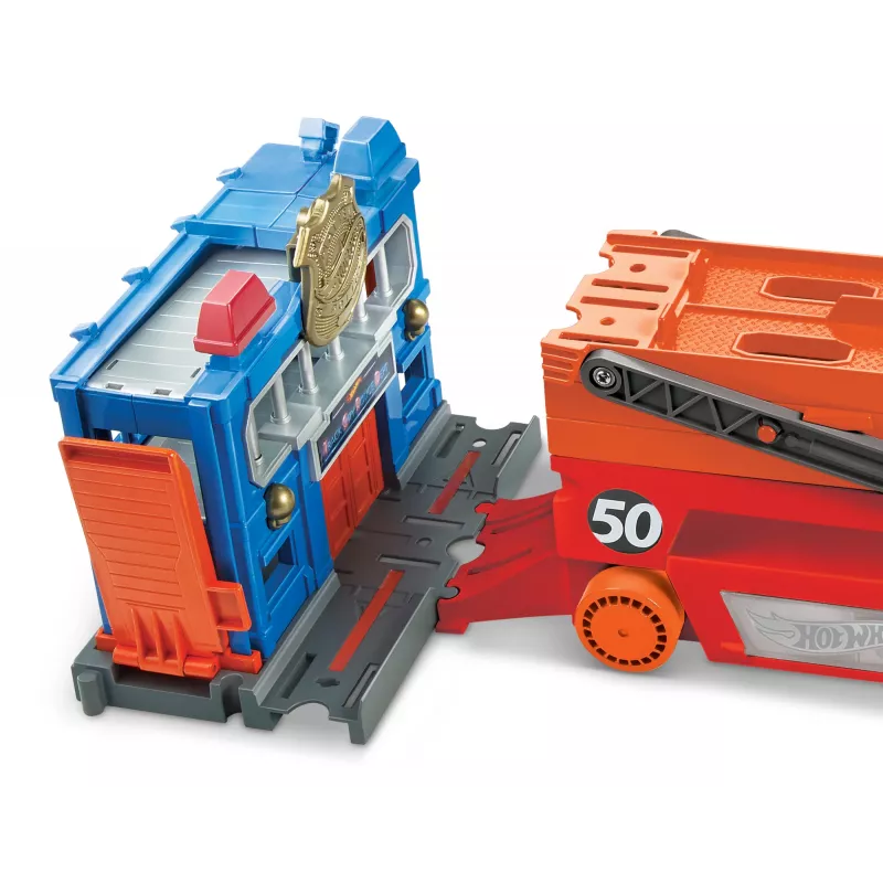 Hot Wheels City Mega Hauler – saugykla iki 50 1:64 mastelio automobilių, amžius nuo 3 metų