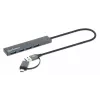 Manhattan USB-C ir USB-A kombinuota dokas / šakotuvas, jungtys (4): USB-A (x4), 5 Gbps (USB 3.2 Gen1 t.p. USB 3.0), maitinamas USB (išorinis maitinimas nereikalingas), kabelis 25cm