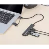 Manhattan USB-C ir USB-A kombinuota dokas / šakotuvas, jungtys (4): USB-A (x4), 5 Gbps (USB 3.2 Gen1 t.p. USB 3.0), maitinamas USB (išorinis maitinimas nereikalingas), kabelis 25cm