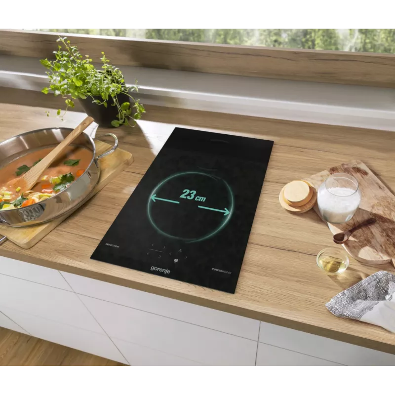 Gorenje Indukcinė kaitlentė GI3201BC, Juoda, Įmontuojama, 30 cm, Zoninė indukcinė kaitlentė, Stiklo keramika, 2 zonos
